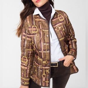 J.McLaughlin Moss/Buckley Prep Reversible Quilted Puffer Jacket Equestrian Large